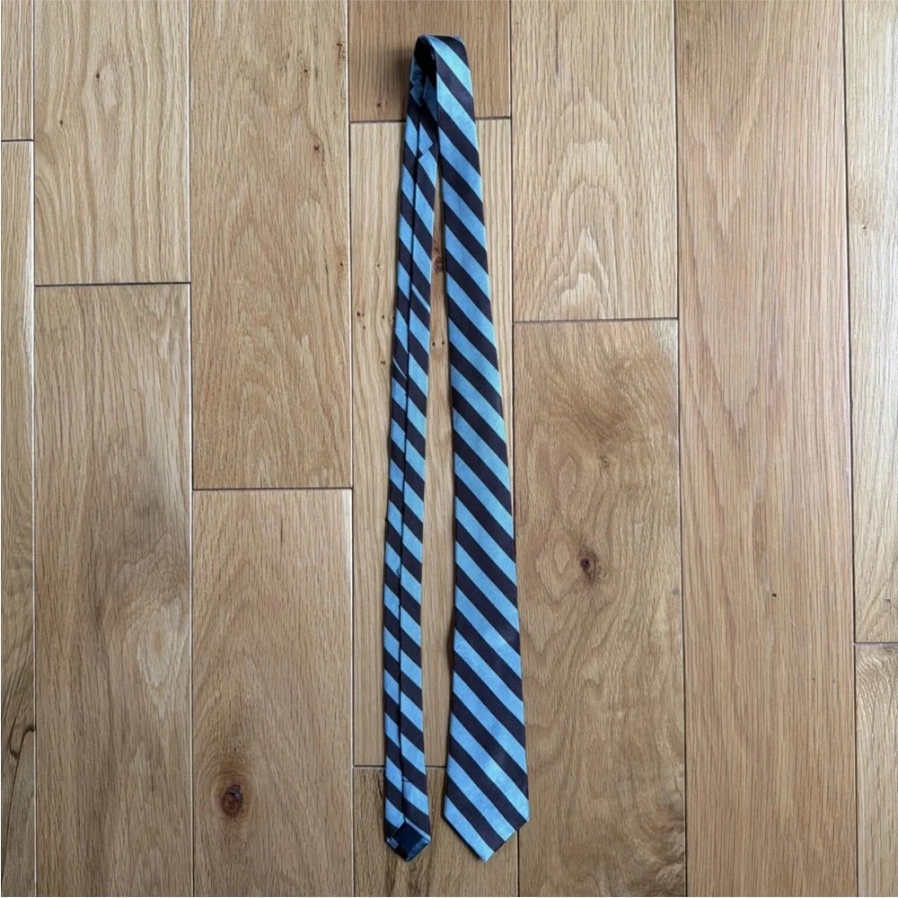 J. Crew Crewcuts Silk Tie Blue Brown Striped L/XL 50”
